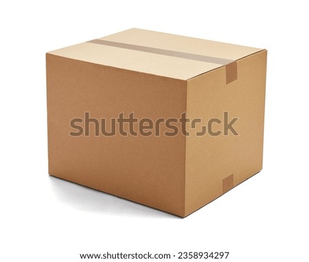 close up of  a cardboard box on white background Royalty-Free Stock Photo #2358934297