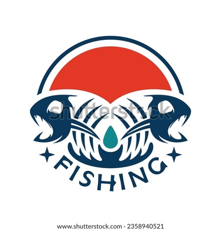 Fishing logo animal design vector
