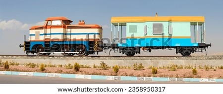 Panoramic photography of train tracks, train model 