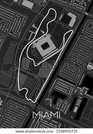 Miami International Autodrome Track Map for Poster Wall Art Royalty-Free Stock Photo #2358956725
