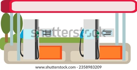 cartoon scene with gas station building isolated illustration for kids