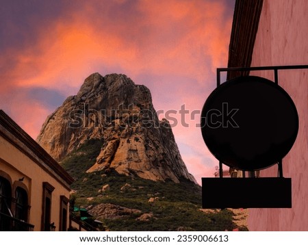sunset shot in the city of bernal state of queretaro country mexico Royalty-Free Stock Photo #2359006613