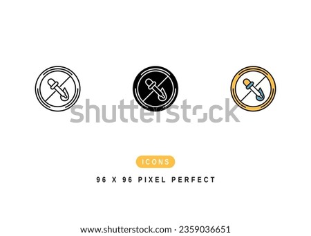 No Artificial Color Icon. Free Chemical Dye Symbol Stock Illustration. Vector Line Icons For UI Web Design And Presentation
