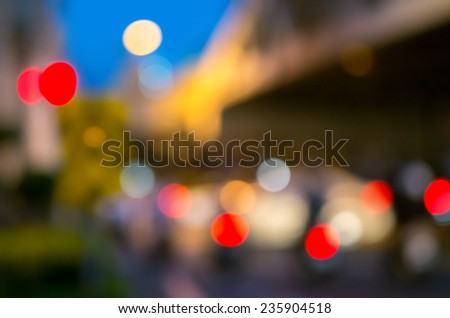 Abstract Bokeh color light of traffic car on road 