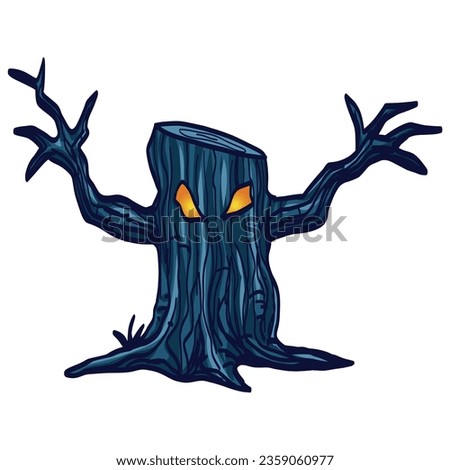 Halloween Tree Scary Monster Cartoon Vector Art