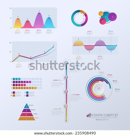 Set elements of infographics. Can be used for work flow layout,presentation, diagram, graph,  timeline, chart, business step options. Vector illustration EPS10