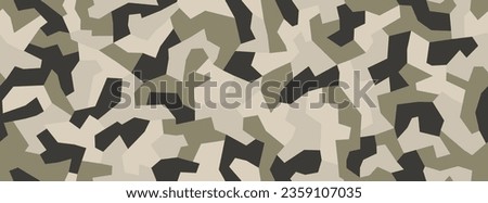 Geometric light khaki green camouflage, military texture, seamless urban camo pattern. Vector Royalty-Free Stock Photo #2359107035