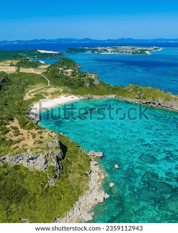 beach in okinawa japan captured by drone Royalty-Free Stock Photo #2359112943