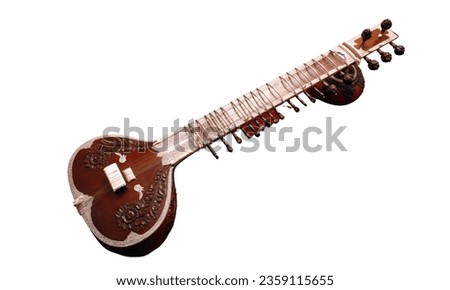 sitar music instrument isolated on clear background. Royalty-Free Stock Photo #2359115655