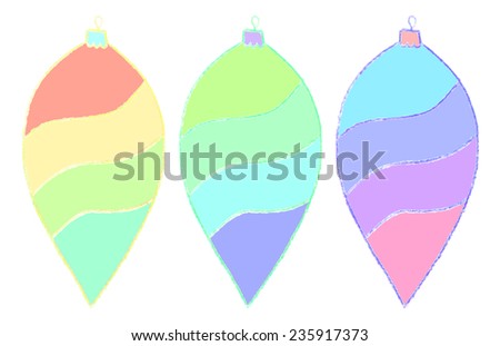 Colorful Christmas Tree decoration, hand drawn with watercolors