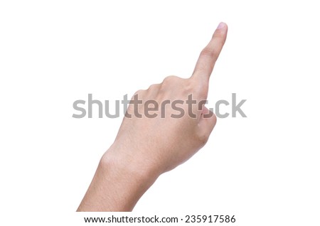 Signs woman hand on white background