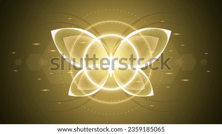 Abstract Dark Background With Butterflies Insects Glow Light Shine Flashes Vector Design Style