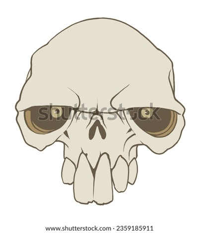 Halloween Creepy Angry Skull Creature Character Isolated Cartoon Illustration