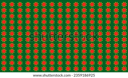 Free vector green background with red flowers seamless nature patterned background vector