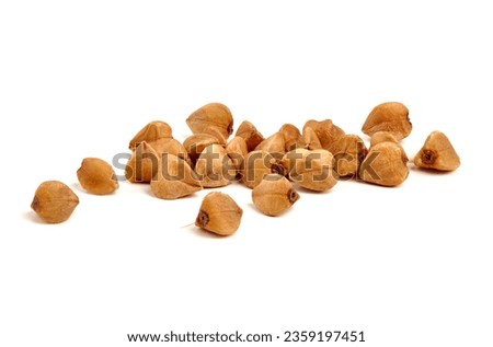 Buckwheat grain. Buckwheat close-up, isolated on white background Royalty-Free Stock Photo #2359197451
