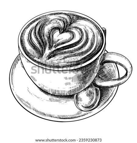 Cappuccino coffee cup food vintage vector illustration. Royalty-Free Stock Photo #2359230873
