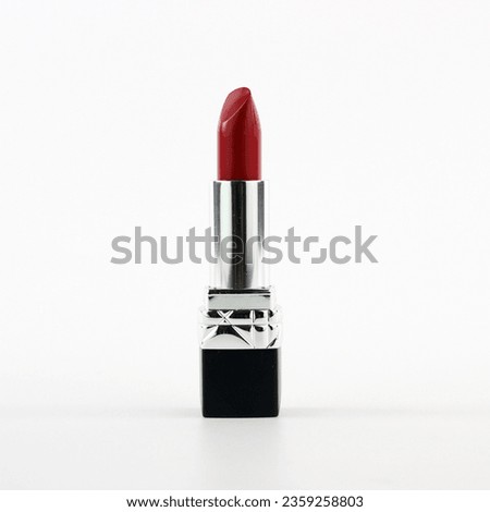 Dark Red Lipstick Photography  On White Background - Cosmetics Product