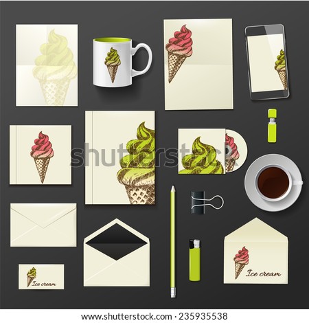 Vector company corporate style template design, stylish ice cream, vector illustration eps 10