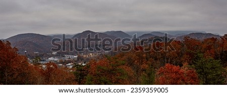 Skyline of Gatlinburg, Tennessee, from Great Smoky Mountains National Park in Tennessee-North Carolina Royalty-Free Stock Photo #2359359005