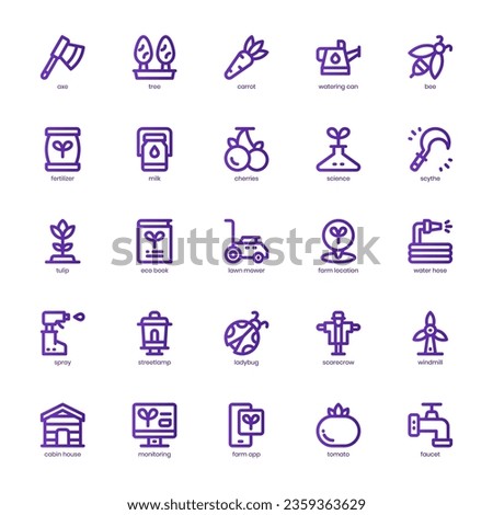 Gardening icon pack for your website, mobile, presentation, and logo design. Gardening icon basic line gradient design. Vector graphics illustration and editable stroke.