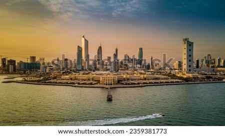 Aerial picture for kuwait city in sunrise.