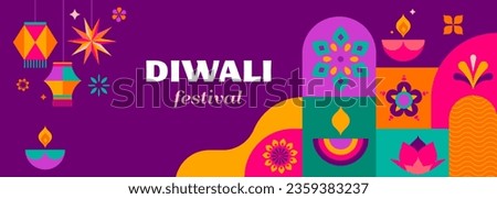 Happy Diwali, festival of light. Modern geometric minimalist design. Poster, banner and social media template. Vector concept design Royalty-Free Stock Photo #2359383237
