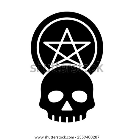 
black magic skull icon, halloween, dark magic symbol, isolated on white background.
