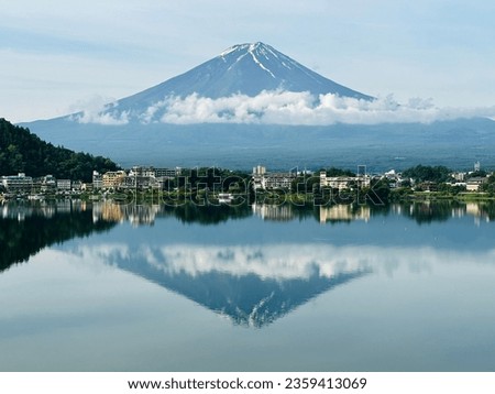 Mt. Fuji reflection on Lake Kawaguchiko Royalty-Free Stock Photo #2359413069