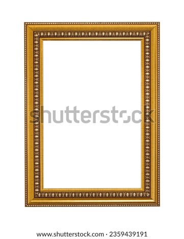 Golden frame vintage style for photo or painting isolated on transparent background PNG file.