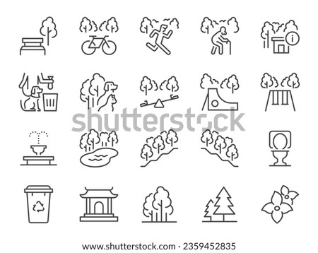 Park icon set. It included public garden, nature, natural, and more icons. Editable Vector Stroke. Royalty-Free Stock Photo #2359452835