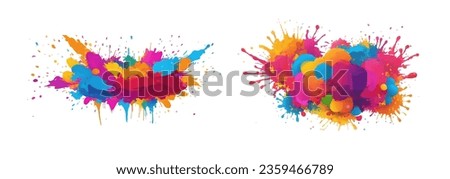 Holi Festival. Colorful powder explosions isolated on black background