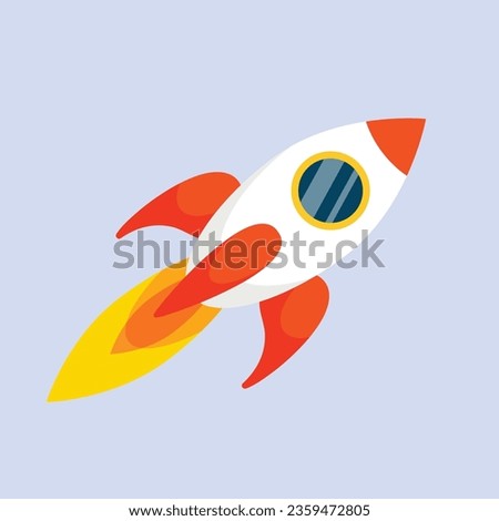 Vector rocket ship in a cartoon style isolated on white background