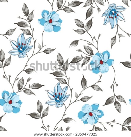 allover blue flower pattern on white background vector stock Royalty-Free Stock Photo #2359479325