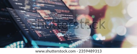 Project managers work new idea. Mobile app developer. Innovative startup project. Website programming code Royalty-Free Stock Photo #2359489313