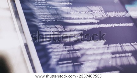IT business. Python code computer screen. Mobile application design Concept.