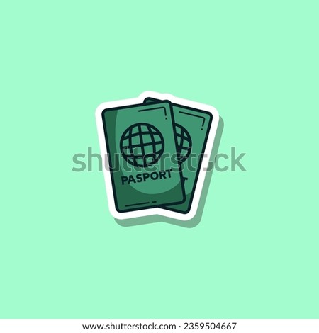 Vector illustration of pasport, travel icon sticker. Vector eps 10
