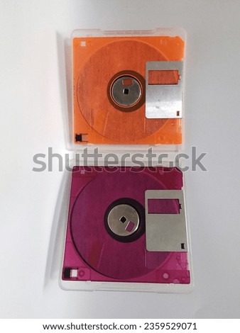 Brightly colored floppy disks, a necessity for computer users in the 90's.