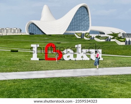 Baku is situated on the western coast of Caspian Sea. In the vicinity of the city there are a number of mud volcanoes (Keyraki, Bogkh-bogkha, Lokbatan and others) and salt lakes  Royalty-Free Stock Photo #2359534323