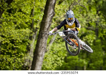 Freeride cyclist on the track