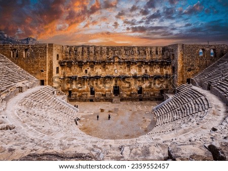 The Theatre of Aspendos Ancient City in Antalya Royalty-Free Stock Photo #2359552457