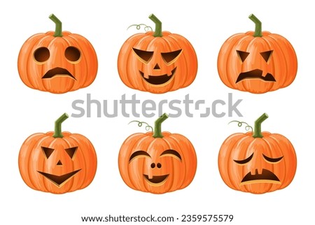 Set of halloween pumpkin . Jack o'lantern . Isolated background . Vector .