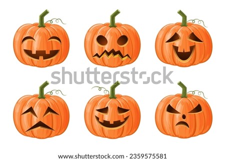 Set of halloween pumpkin . Jack o'lantern . Isolated background . Vector .