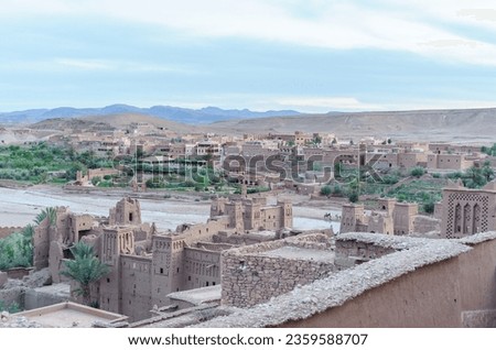 View from Kasba Aït Benhaddou over the river Asif Ounila, in Morocco.					
 Royalty-Free Stock Photo #2359588707