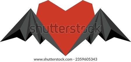 Heart with bat wings vector image or clip art