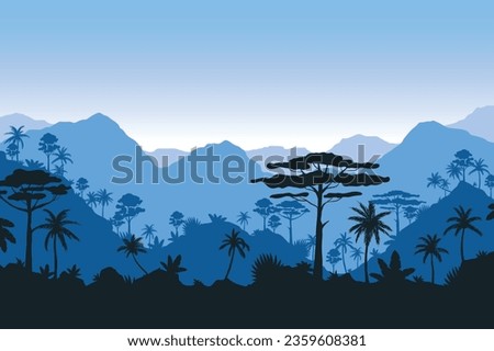 hand drawn natural background with mountains landscape