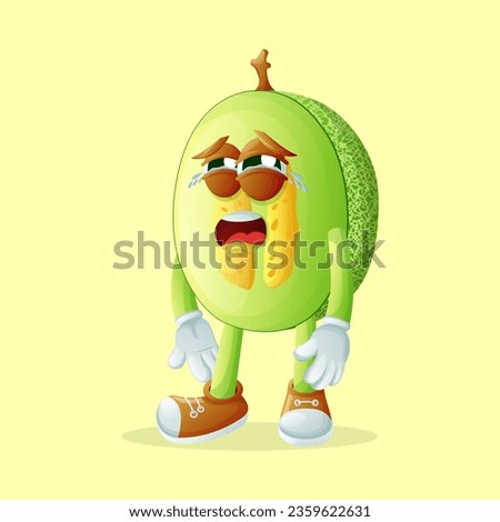 honeydew melon character with a crying face. Perfect for kids, merchandise and sticker, banner promotion
