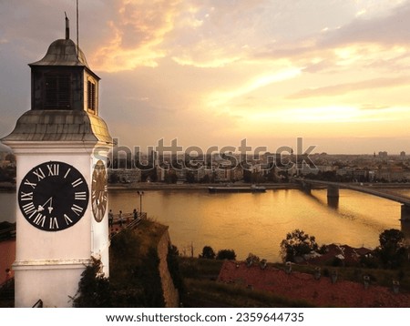 The white clock tower, Petrovaradin, Danube