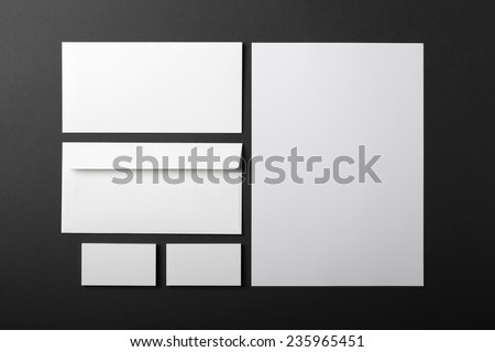 blank stationery set on dark grey background Royalty-Free Stock Photo #235965451