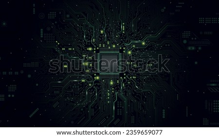 CPU Chip on Motherboard. Central Computer Processors CPU concept. Quantum computer, large data processing, database concept. Futuristic microchip processor. Digital chip. Royalty-Free Stock Photo #2359659077