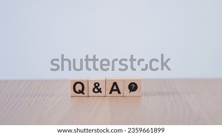 Q and A - abbreviations for wooden blocks with letters. Illustration for website FAQ concept Social network, business page, business idea